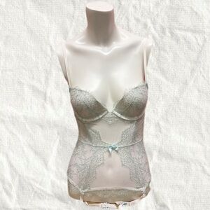 Light Blue Sheet Lace Bustier Feminine Romantic  Fairy 32C